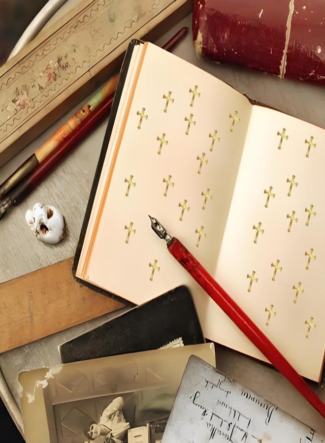 FENGHERUIA 2700Pcs Mini Easter Cross Sticker Gold Foil Paper Decals Gold Jesus Christian Stickers Religious Cross Stickers for Envelopes Scrapbook Gifts DIY Supplies, 0.5 in - Image 3